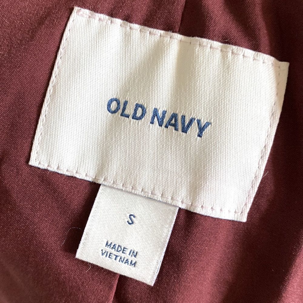 Old Navy Burgundy Wool Blend Pea Coat Pockets Collar S - Picture 9 of 10